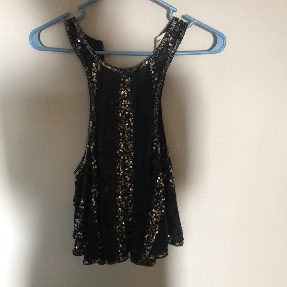 Sequin and beaded sleeveless top